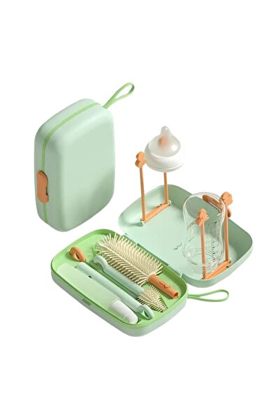 Kidizi 7 in 1 green bottle cleaning brush set, includes box and drying rack -...