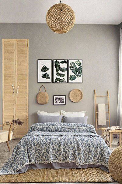 Layan Home 4 Katlı %100 Pamuk Müslin Çift Kişilik Yatak Örtüsü – Leopar Desen