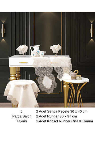 Ceki Home Set de covorașe pentru sufragerie, lenjerie de pat, dantelă francez...