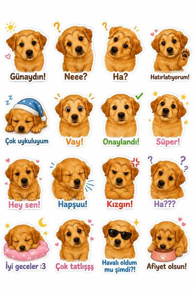YEAP OFFICE Cheerful Puppy Sticker Set 34 Pieces - for Planners, Agendas and ...