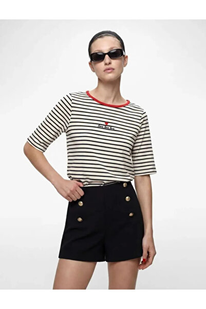 Koton Metal Button Detailed High Waist Mini Fabric Shorts