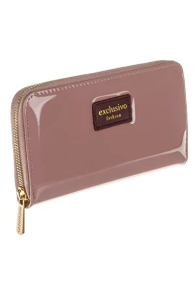 OEM Shiny Pink Women's Wallet with Patch 19x10x2cm
