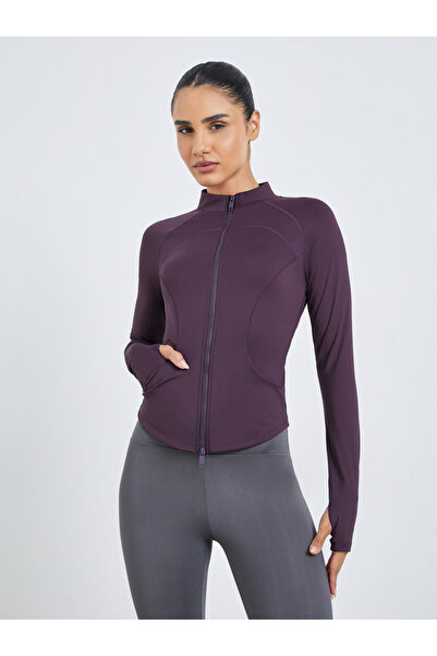 Styli Purple Contour Seam Thumbhole Detail Jacket