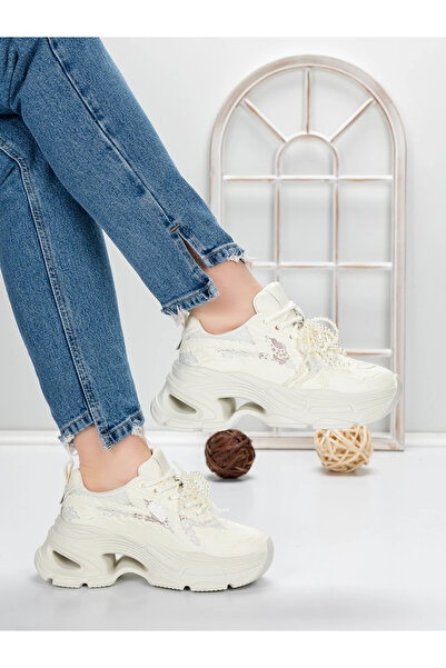 mei Women's Platform Sneakers 5WL120 Beige