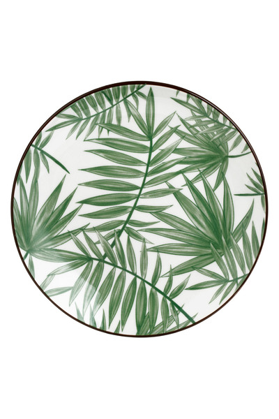 Zumzeria White Porcelain Plate with Green Leaves for Dessert Ø15cm
