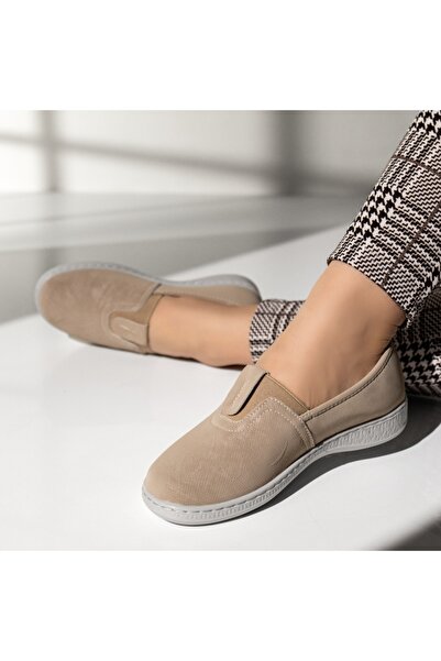 Modlet.ro Pantofi casual de damă bej cu inserție din material elastic MOD14249