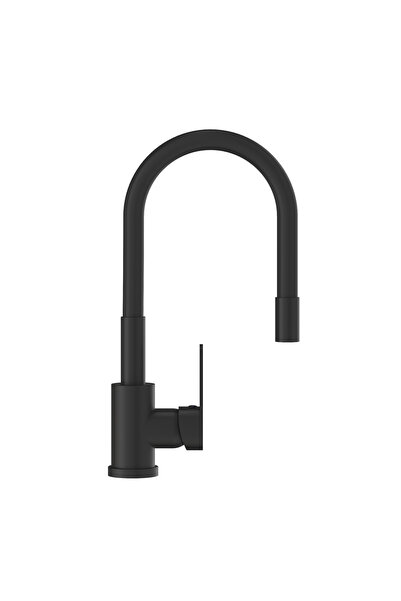 Granitan Baterie Bucatarie Grado Neagra, Pipa Flexibila 360°