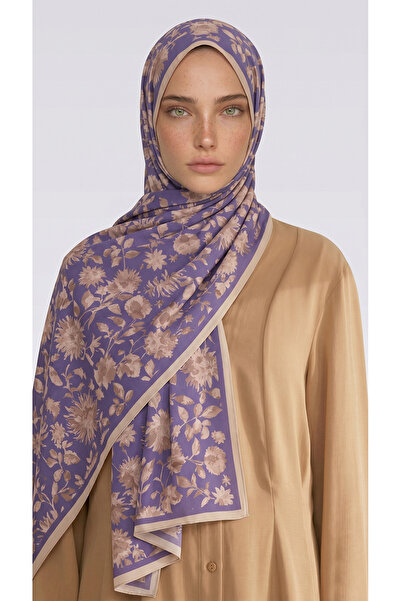 Karaca Flora Patterned Cotton Shawl - Cream / Purple