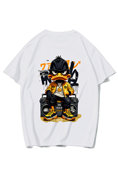 BRZ COLLECTION Tricou unisex oversize cu imprimeu pe spate (ALB)