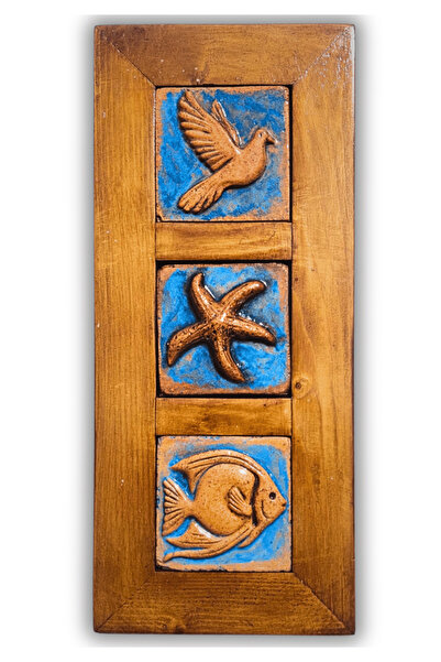 toprakanaart El Yapımı Seramik Deniz Temalı Tablo - 16x36 cm - Akdeniz/Ege ru...