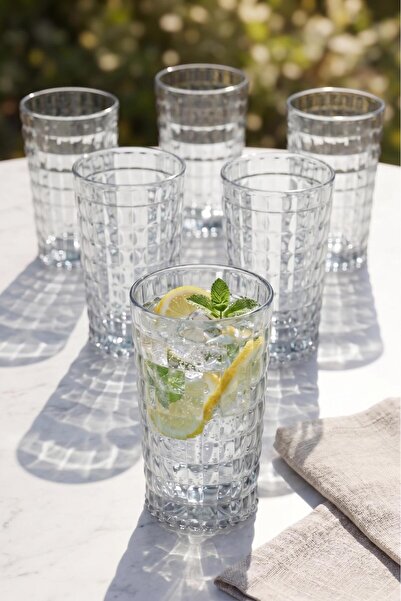 EWs Acrylic Allegra Transparent 6-Piece Long Glass & Water Soft Drink Glass 7...
