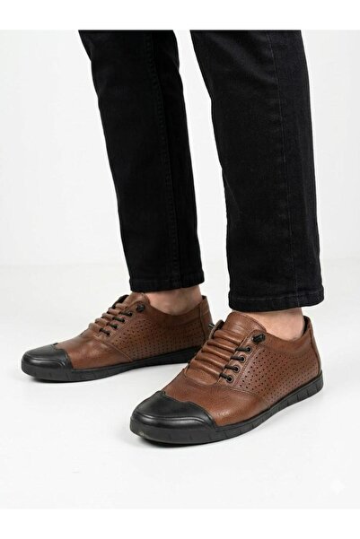 Voyager Men's tan genuine leather orthopedic insole casual shoes
