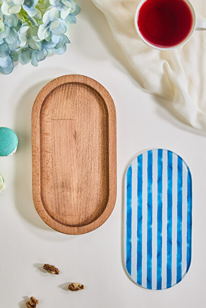 Lora Bianca Pinku 2-Piece Oval Wooden Cake, Cheese, Coffee Presentation Tray ...