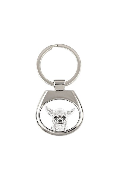 Art - Dog Chihuahua cu păr lung - breloc cu câine, breloc cu imprimeu, pandan...