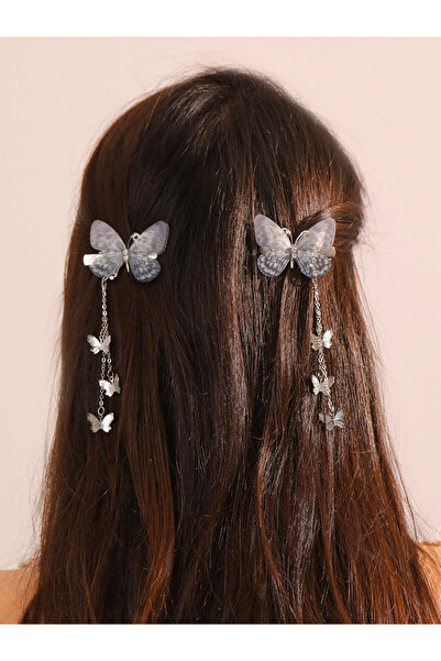 Take Two By Styli Pack of 2 - Grey Butterfly Hair Clips