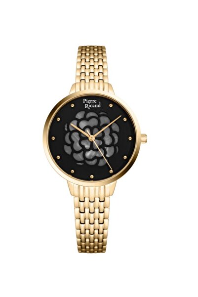 Pierre Ricaud Pierre Ricaud watch, gold stainless steel, 34mm case, black dia...