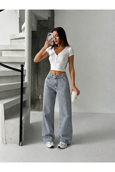 bluemarlin Fully Shaped Tinted High Waist Front and Back Pockets Baggy Jeans ...