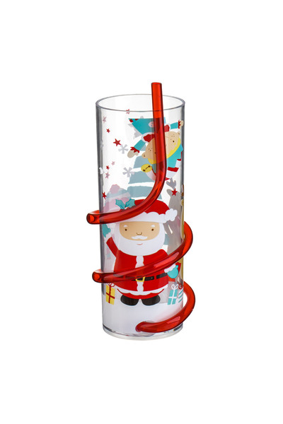 Zumzeria Pahar de plastic transparent cu pai Moș Crăciun Ren Om de zăpadă 360ml