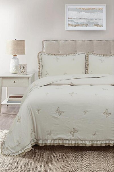 Çeyiz Diyarı Likya Fiber Filled Double 240X260 cm Bedspread Cappucino