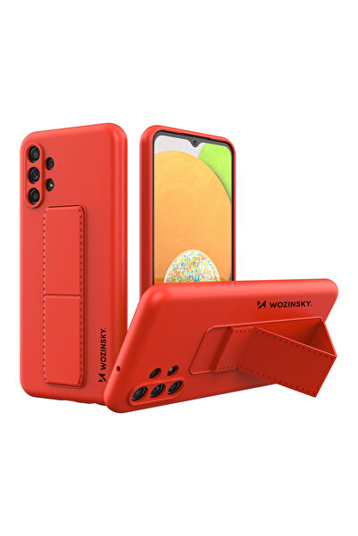 WOZINSKY Husă din silicon cu suport pentru Samsung Galaxy A13 5G, roșie