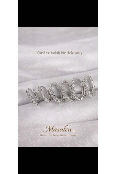 Masalca Premium ✨ Taş Detaylı Premium Halka Küpe ✨