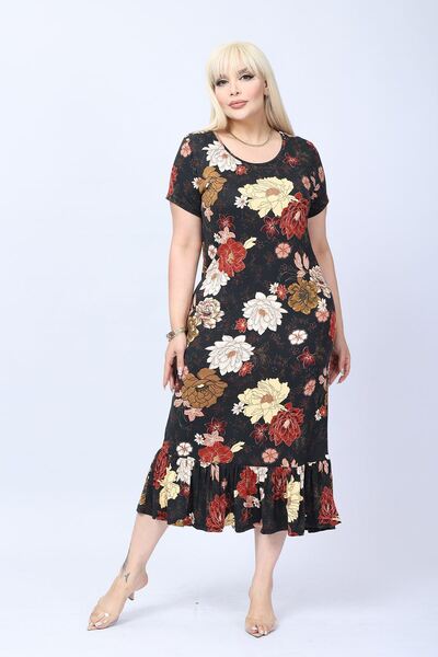 modayız Large Size Short Sleeve Soft Textured Stretchy Summer Viscose Dress 4...