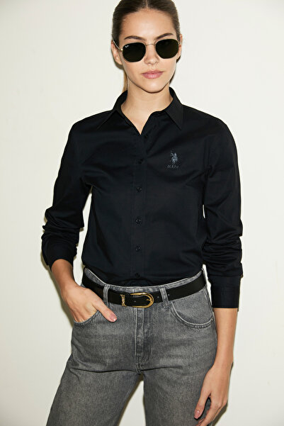 U.S. Polo Assn. Women's Black Long Sleeve Basic Shirt 50320205-Vr046