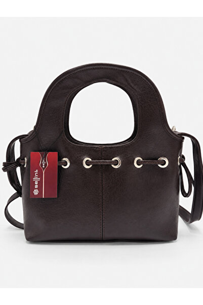Sellini Women's Shoulder and Hand Bag with Ribbon Detail, Brown