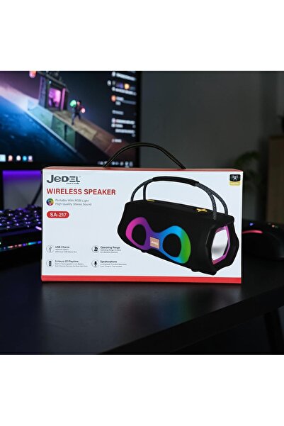 jedel TAŞINABİLİR KOLLU BASSLI RGB IŞIKLI YÜKSES SESLİ BLUETOOTH SPEAKER