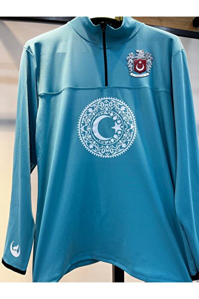CLAW UP WORK Turkey Pvc Emblem Printed Sleeve Turquoise Sweatshirt