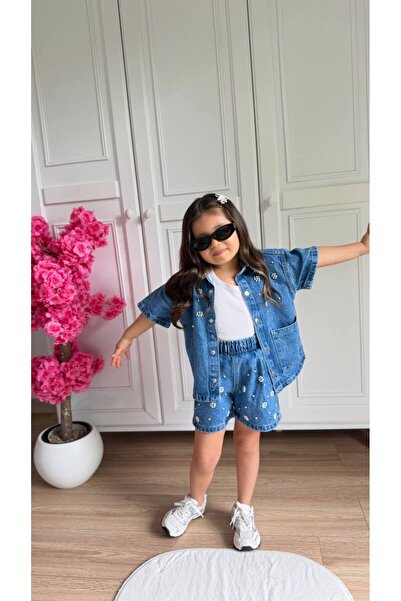 erayalpkids Girl's Denim Shorts Set