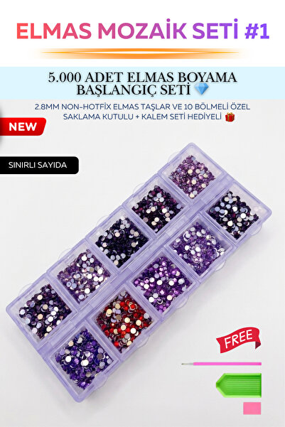 Brextco Store 5000 Adet Kristal Elmas Mozaik/Diamond Painting Taş Seti - 10 R...