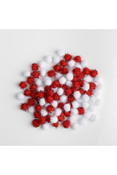 Zumzeria Globuri decorative de Crăciun albe și roșii cu beteală Ø2cm - 120 bu...