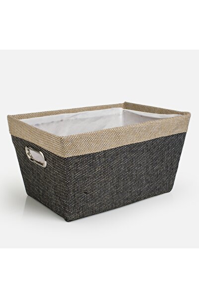 Zumzeria Gray Beige Storage Basket with Metal Handles 36x26x19cm