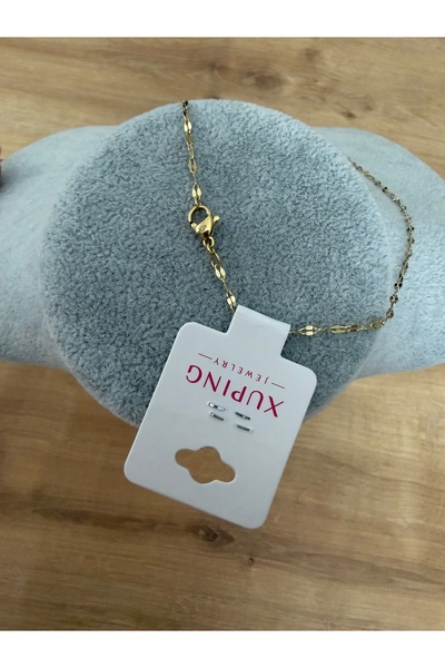XUPING JEWELRY TuelaTaki / Xuping Dudak Zincir Minimal Kolye 14K Renginde 45 cm