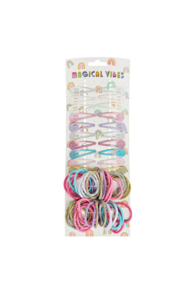 OEM Set de accesorii de păr cu 20 de agrafe și 40 de elastice în culori pal p...
