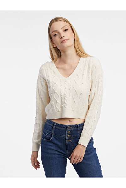 ORSAY Cream women's cropped jumper