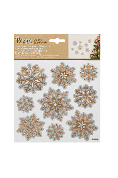 Zumzeria Autocolant decorativ de Crăciun cu fulgi de zăpadă bej 18x23cm