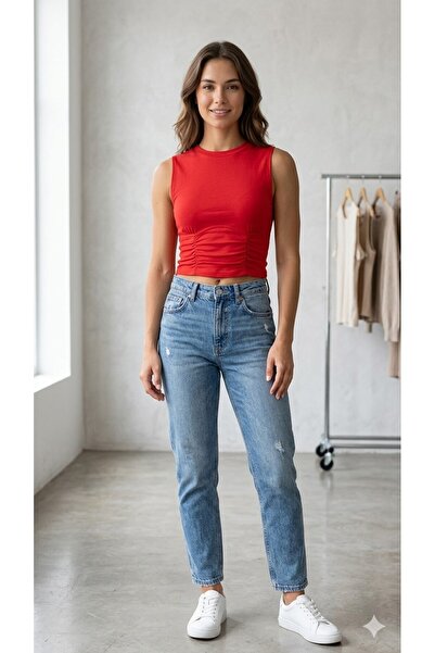 BOSER Draped Sleeveless Drop Blouse