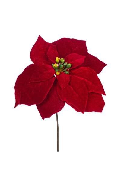 Zumzeria Floare decorativă de Crăciun din catifea roșie 20cm