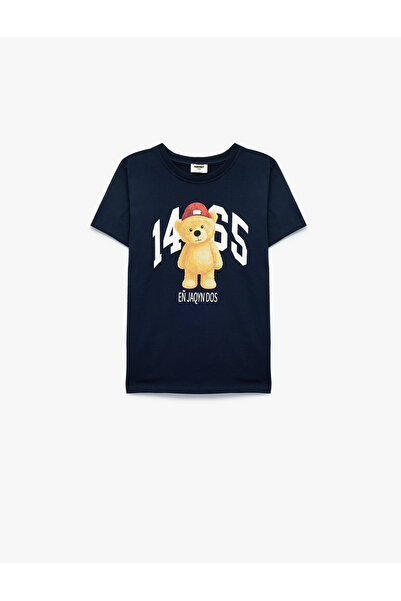 Koton Tricou din bumbac cu mânecă scurtă cu imprimeu ursuleț