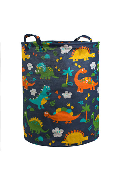 Zumzeria Blue Laundry Basket with Dinosaur Pattern for Kids Ø35x45cm