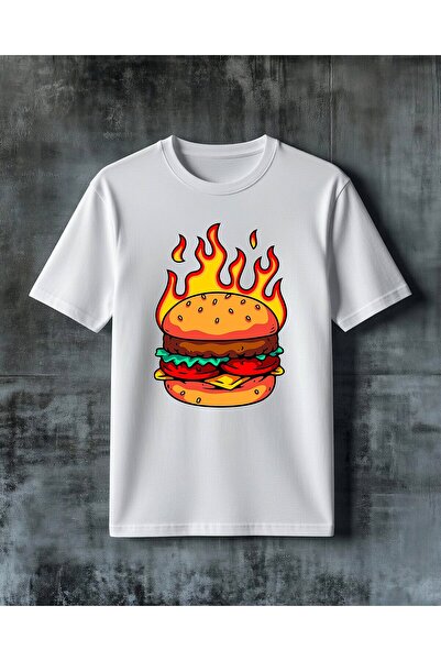 COMVİCHO Yangin Hamburger Printed Oversize T-Shirt