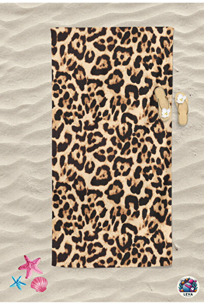 Levva Home Leopard Patterned Cotton Digital Printed Beach Bath Towel