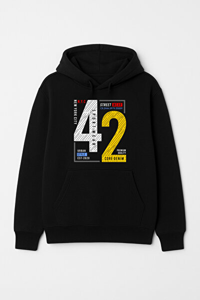 CALKARCOLLECTION سويت شيرت بقلنسوة مطبوع عليه أرقام (هودي) للجنسين