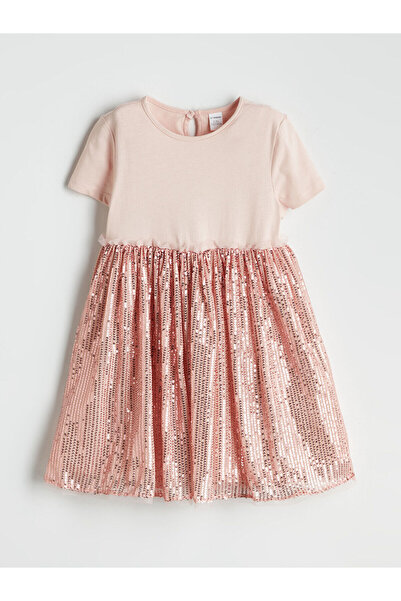 LC Waikiki Nevavm Skirt with a Difference, Sequined Girls' Cotton Dress