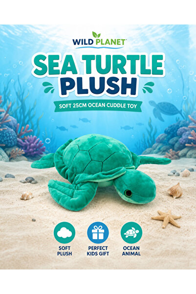Wild Planet Sea Turtle Plush Toy 25cm Soft Ocean Stuffed Animal for Kids Cute...