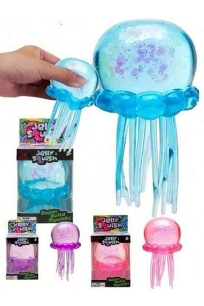 Needoh Meduza Squishy cu Sclipici 14 cm, Jucarie Antistres Sensoriala, Jelly ...