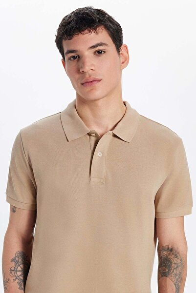 Tudors Erkek Slim Fit Dar Kesim %100 Pamuk Kısa Kollu Polo Yaka Taş Tişört