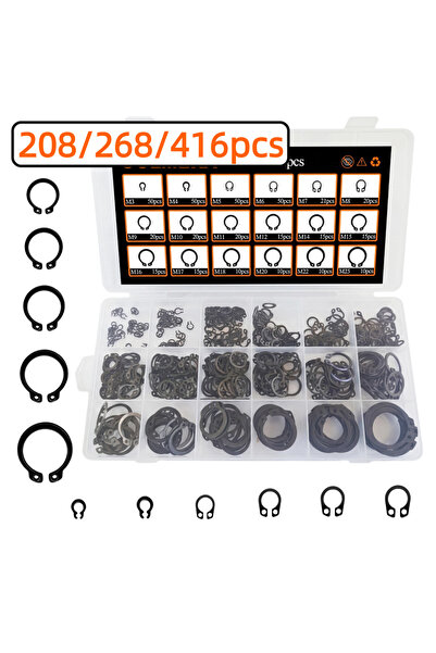 choice2 208Pcs 208/268/416pcs C Type External Circlip Snap Ring Kit M3-M25 Ca...